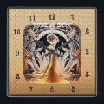 Art Deco Lalique Stil Uhr. Quadratische Wanduhr<br><div class="desc">Ich habe diese schöne Art Deco "Lalique" Stil quadratische Uhr erstellt. Das schöne Zentrum war Ai Generated. Ich habe einen Lalique-Schriftart auf einem freien Hintergrund hinzugefügt und daraus eine schöne quadratische Uhr für Ihre Zuhause gemacht. Diese Uhr ist 10 x 10 Zoll.</div>