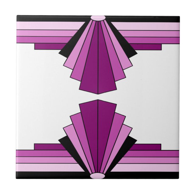 Art Deco Layers in Pinks Fliese (Vorderseite)