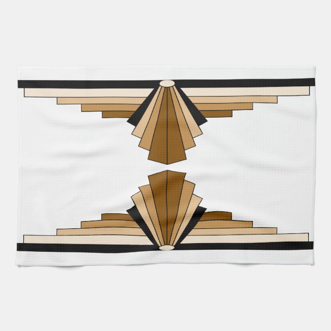 Art Deco Layers in Tan Geschirrtuch (Horizontal)