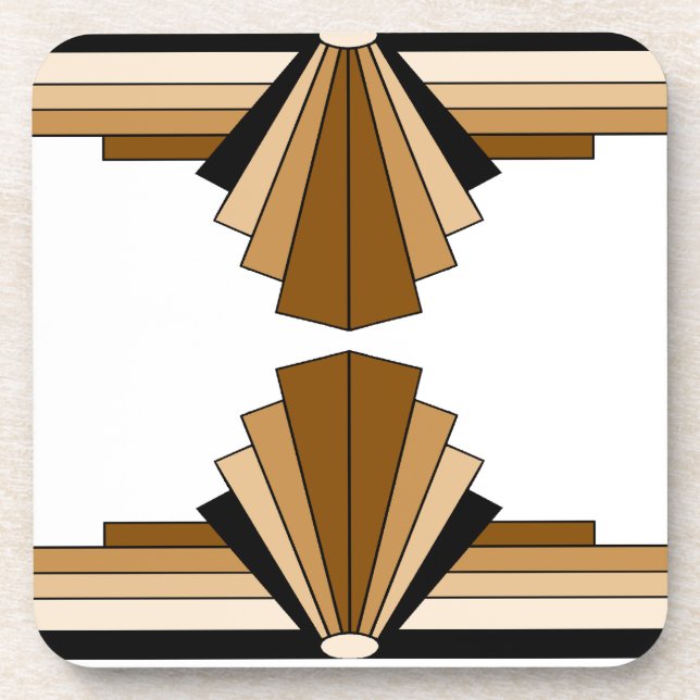 Art Deco Layers in Tan Untersetzer (Vorderseite)