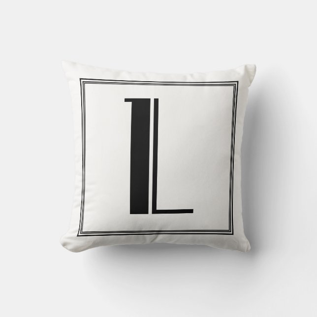 Art Deco Letter L Mit Monogramm Pillow Kissen (Vorderseite)
