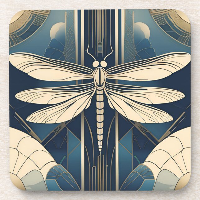 Art Deco Libellen-Untersetzer-Set Getränkeuntersetzer (Vorderseite)