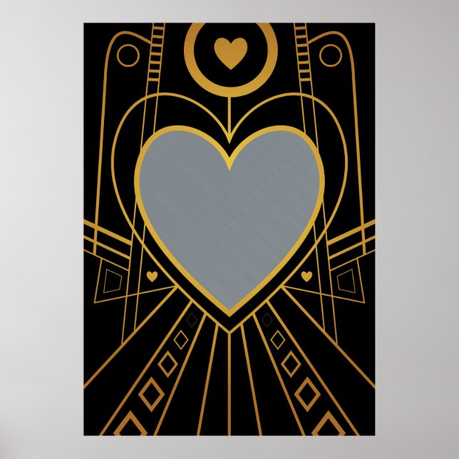Art Deco Liebe Herzrasse Poster (Vorne)