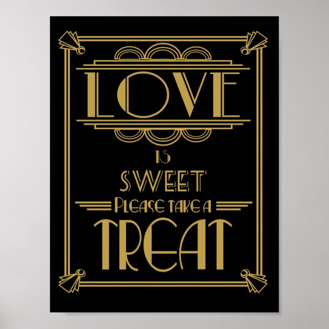 Art Deco Liebe ist süß Print Roaring 20 Poster (Vorne)