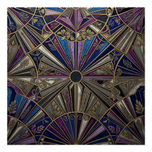 Art Deco Lila Gold Sonnenstrahl Poster