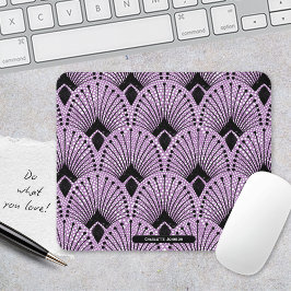 Art Deco Lila, klassisches Retro Pfauenmuster Mousepad