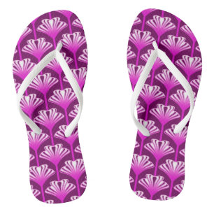 Art Deco Lilie, Amethystpurpur und Orchidee Flip Flops