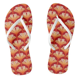 Art Deco Lilie, Tangerine Orange und Gold Flip Flops