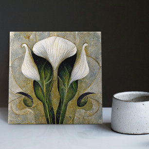 Art Deco-Lilien-Wanddekoration Art Nouveau-Keramik Fliese
