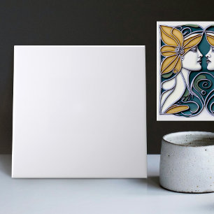 Art Deco Lilies Matching Unicolor Light Blue Ceram Fliese