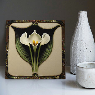 Art Deco Lilly Wanddekoration Art Nouveau Keramikf Fliese