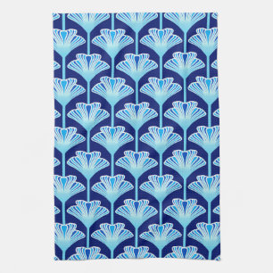 Art Deco Lily, Cobalt Blue, Aqua und White Handtuch