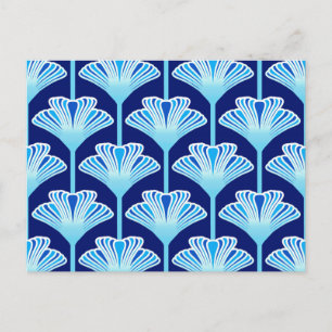 Art Deco Lily, Cobalt Blue, Aqua und White Postkarte