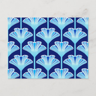 Art Deco Lily, Cobalt Blue, Aqua und White Postkarte