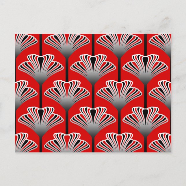 Art Deco Lily, Deep Red and Gray / Grau Postkarte (Vorderseite)