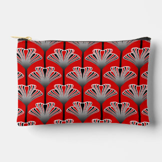 Art Deco Lily, Deep Red and Gray / Grau Zubehörtasche