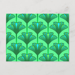 Art Deco Lily, Jade Green und Türkis Postkarte