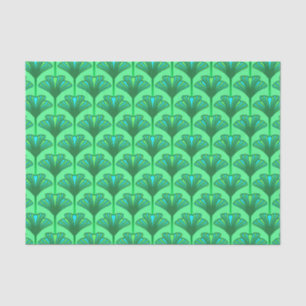 Art Deco Lily, Jade Green und Türkis Seidenpapier