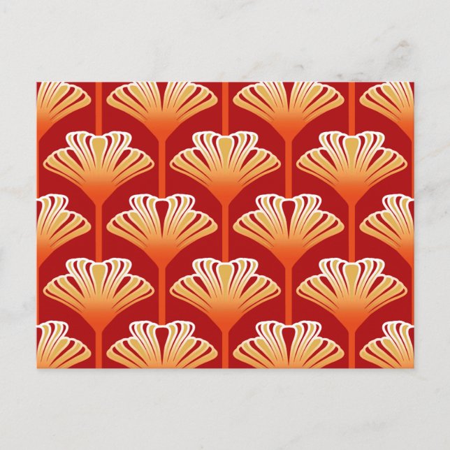 Art Deco Lily, Mandarine Orange und Gold Postkarte (Vorderseite)