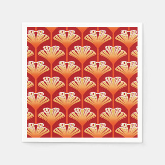 Art Deco Lily, Mandarine Orange und Gold Serviette