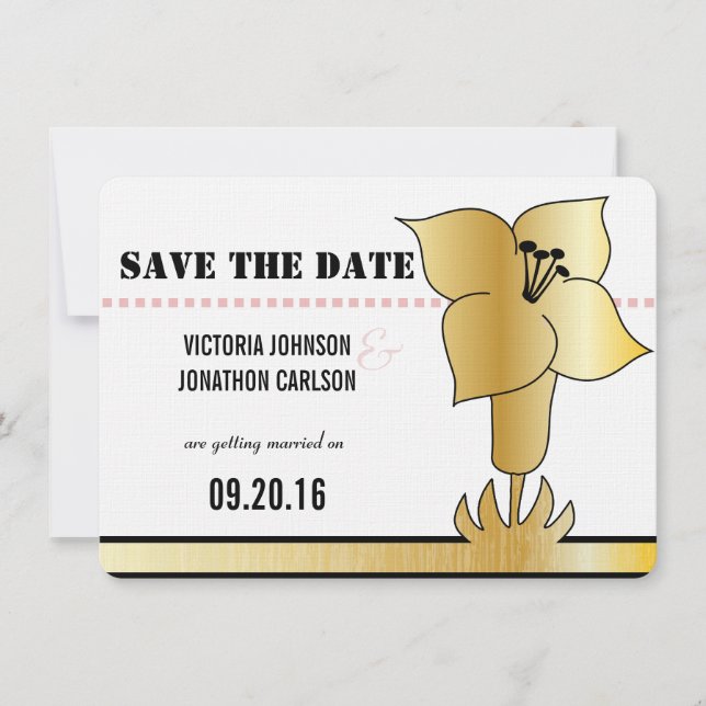 Art Deco Lily Moderne Typografie Einladung (Vorderseite)