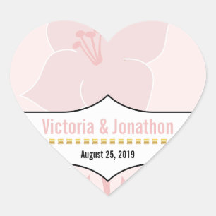 Art Deco Lily Moderne Typografie Einladung Herz-Aufkleber