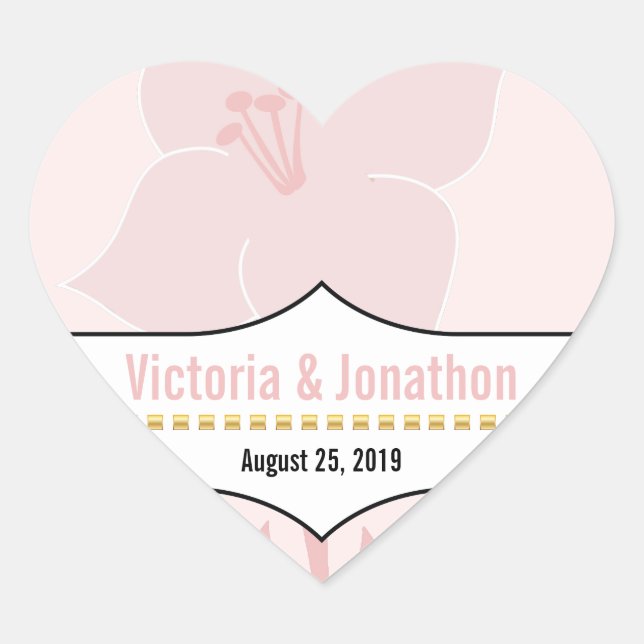 Art Deco Lily Moderne Typografie Einladung Herz-Aufkleber (Vorderseite)