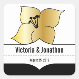 Art Deco Lily Moderne Typografie Einladung Quadratischer Aufkleber