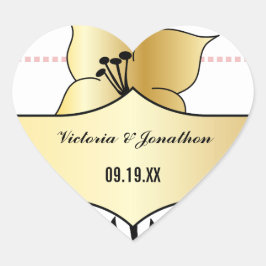 Art Deco Lily Moderne Typografie Wedding Gold Pink Herz-Aufkleber