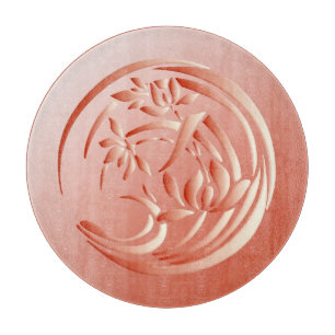 Art Deco Lily Muster - Korallenorange Schneidebrett