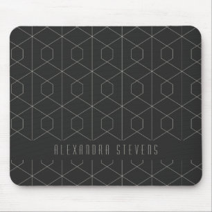 Art Deco Lineare Geometrie Schwarz-weiß Personalis Mousepad