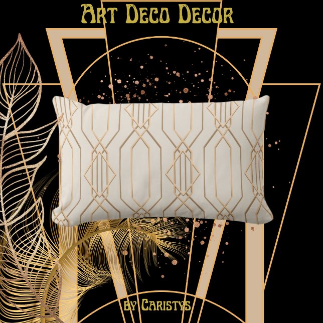 Art Deco Linen & Gold Lumbar Kissen (Von Creator hochgeladen)
