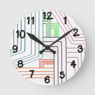 Art Deco Lines Round Clock Runde Wanduhr