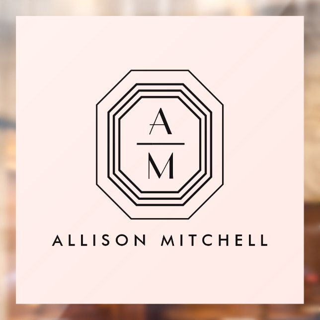 Art-Deco-Logo auf Monogramm in Rosa Fensteraufkleber (Blatt 2)