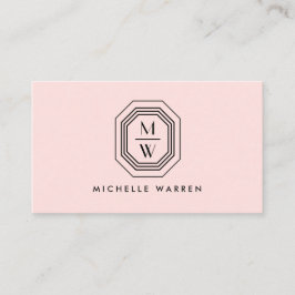 Art-Deco-Logo auf Monogramm in Rosa Visitenkarte