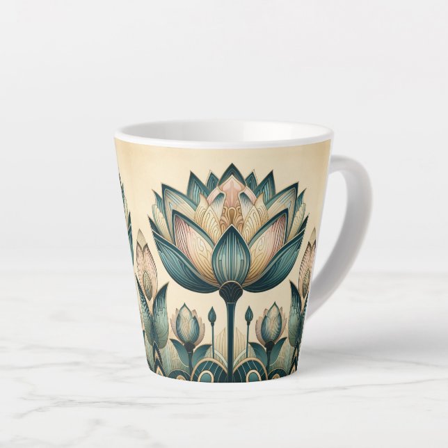 Art Deco Lotus 12oz Tasse (Rechte Ecke)