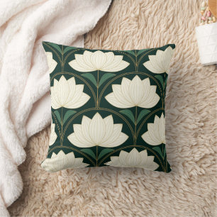 Art Deco Lotus - Blume über das Goldene Fans Muste Kissen