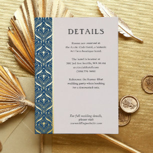 Art Deco Lotus Gold Wedding Details Karte