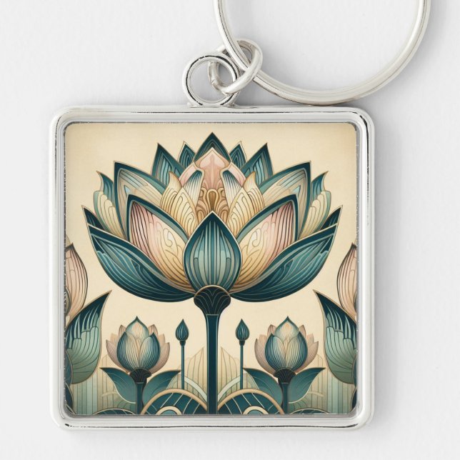 Art Deco Lotus Schlüsselanhänger (Vorne)