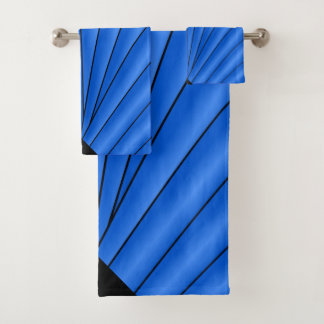 Art Deco Lüfter Design Deep Blue Badhandtuch Set
