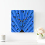Art Deco Lüfter Design Deep Blue Quadratische Wanduhr<br><div class="desc">Wall clock art deco design that you can customise with any text of your choice. Should you require any help with customising then contact us through the link on this page. Art deco wall clock.</div>