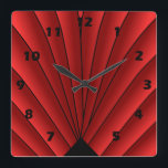 Art Deco Lüfter Design Red Square Wall Clock Quadratische Wanduhr<br><div class="desc">Wall Uhr Art Deko Design,  dass Sie mit jedem beliebigen Text Ihrer Wahl anpassen können. Wenn Sie Hilfe bei der Anpassung benötigen,  kontaktieren Sie uns über den Link auf dieser Seite. Art Deko Wanduhr.</div>