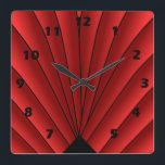 Art Deco Lüfter Design Red Square Wall Clock Quadratische Wanduhr<br><div class="desc">Wall Uhr Art Deko Design,  dass Sie mit jedem beliebigen Text Ihrer Wahl anpassen können. Wenn Sie Hilfe bei der Anpassung benötigen,  kontaktieren Sie uns über den Link auf dieser Seite. Art Deko Wanduhr.</div>