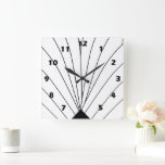 Art Deco Lüfter Design Schwarz-Weiß Quadratische Wanduhr<br><div class="desc">Wall clock art deco design that you can customise with any text of your choice. Should you require any help with customising then contact us through the link on this page. Art deco wall clock.</div>