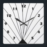 Art Deco Lüfter Design Schwarz-Weiß Quadratische Wanduhr<br><div class="desc">Wall clock art deco design that you can customise with any text of your choice. Should you require any help with customising then contact us through the link on this page. Art deco wall clock.</div>