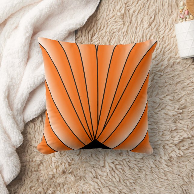 Art Deco Lüfterdesign Orange Drehkissen Kissen (Decke)