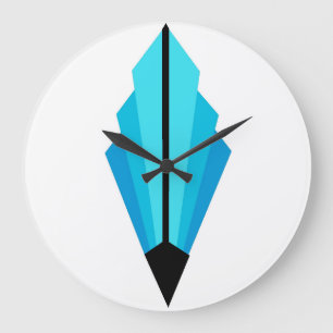 Art Deco Lüftermuster in der Blues Große Wanduhr