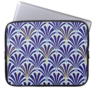 Art Deco-Lüftermuster - Kobalt und Himmel blau Laptopschutzhülle