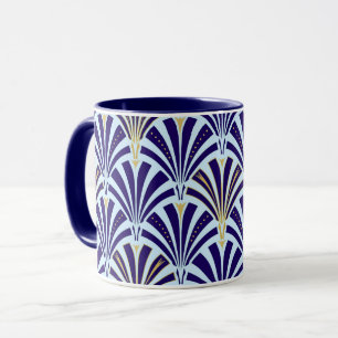 Art Deco-Lüftermuster - Kobalt und Himmel blau Tasse