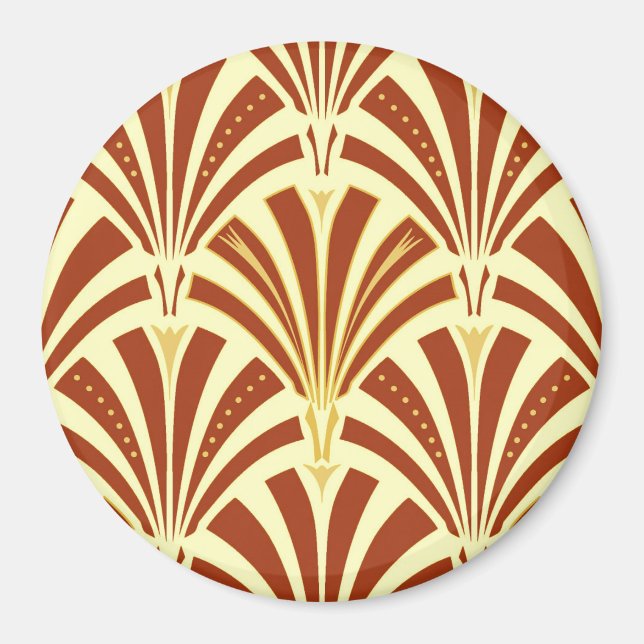 Art-Deco-Lüftermuster - Kupfer auf gelb Magnet (Vorne)